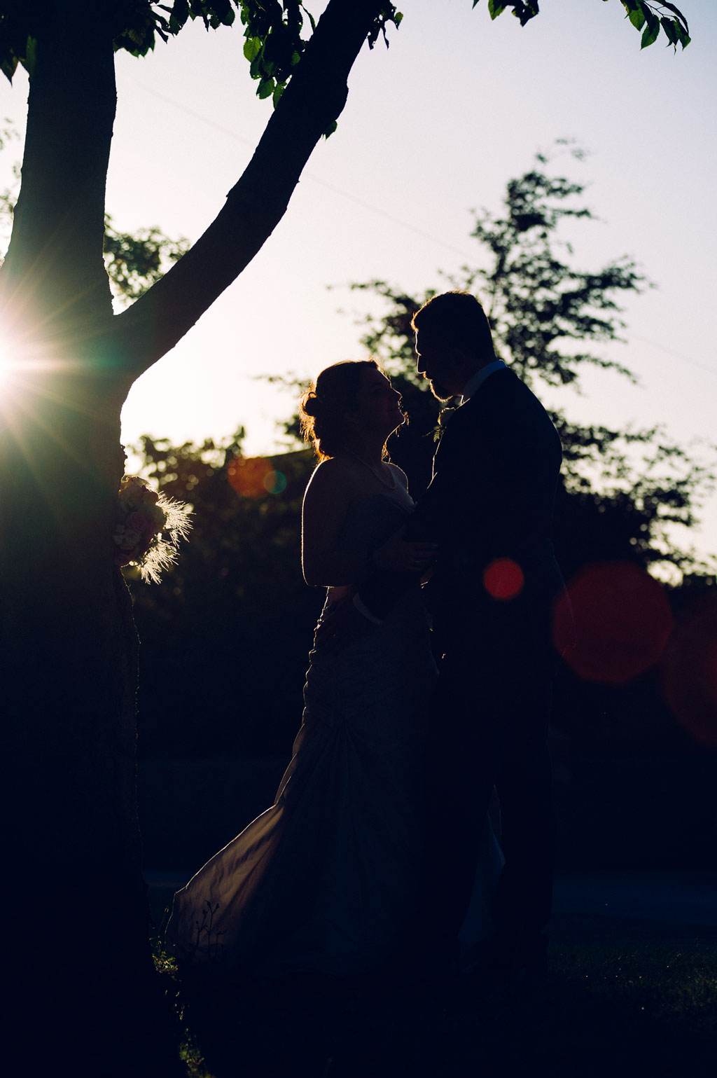 Bride and groom sunset portrait in Misson, Nottinghamshire