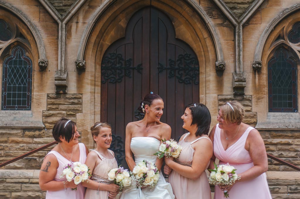 Bride and bridesmaids after wedding in Epworth