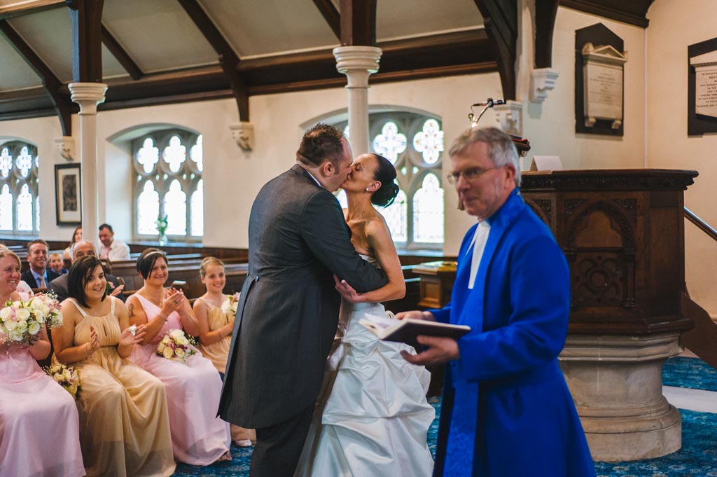 Wedding kiss at Church in Epworth