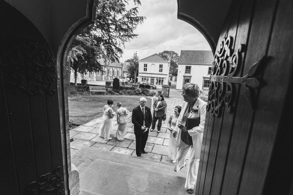 Wedding guests arriving at Wesley Memorial Methodist Church Epworth