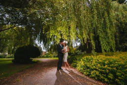 Bride and groom in Elmfield park in Doncaster