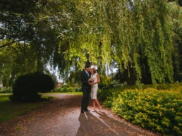 Bride and groom in Elmfield park in Doncaster