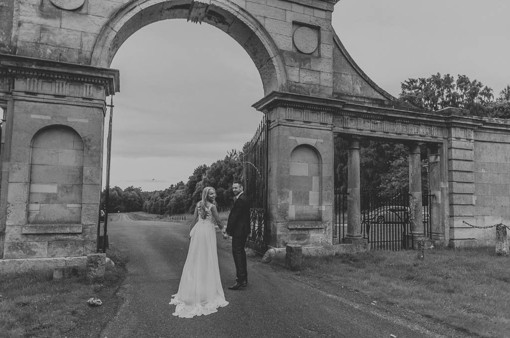 Bride and groom at Clumber Park in Worksop