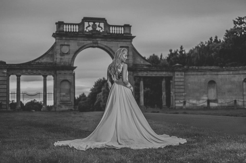 Bride posing at Clumber Park in Worksop