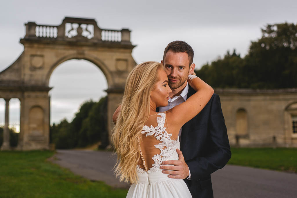 Bride and groom at Clumber Park in Worksop