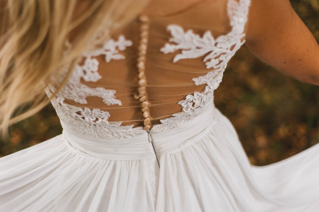 Back of wedding dress details