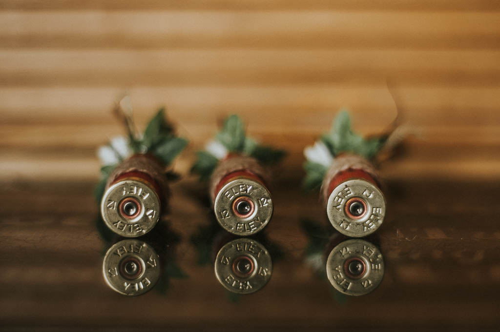 Wedding shotgun shell boutonniere