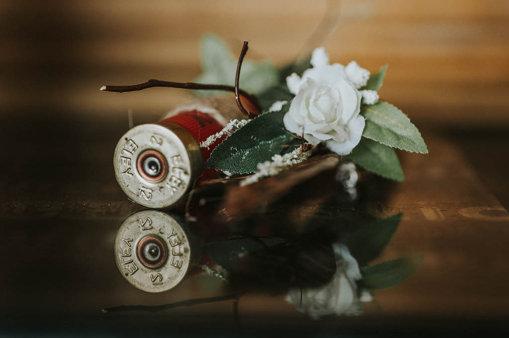 Wedding shotgun shell boutonniere