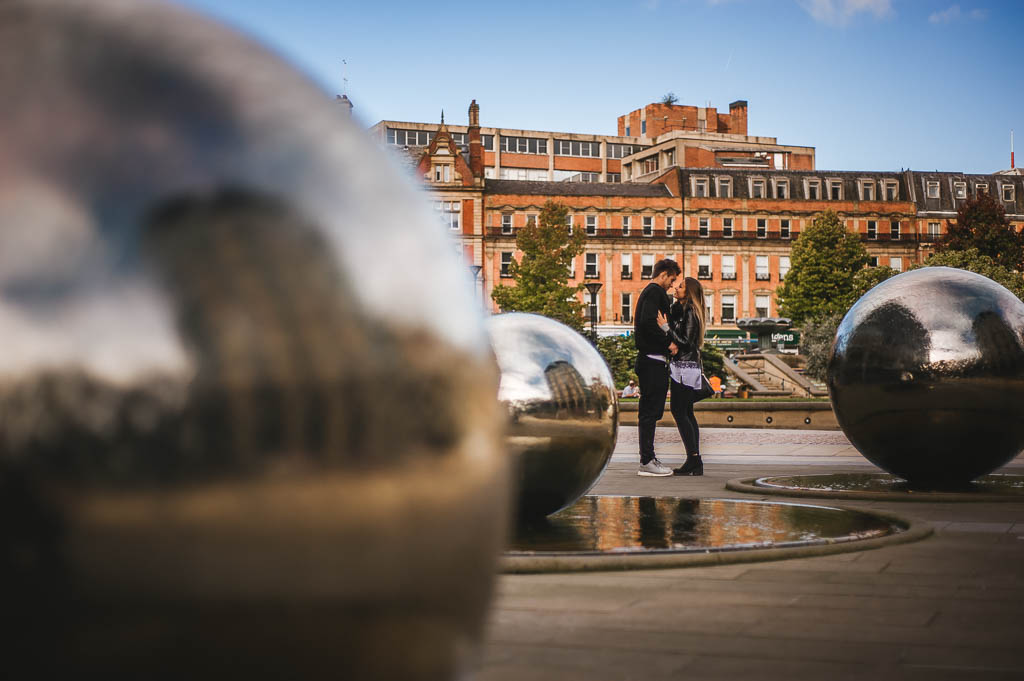 Engagement photography in Millennium Square in Sheffield City Centre
