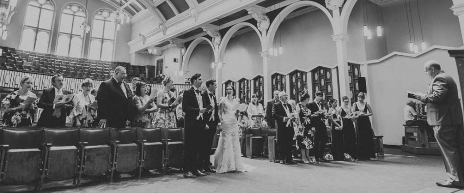 Wedding ceremony at Victoria Hall Methodist Church in Sheffield
