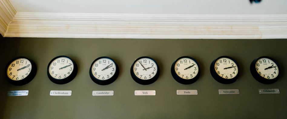 Clocks at Hotel du Vin Harrogate wedding venue