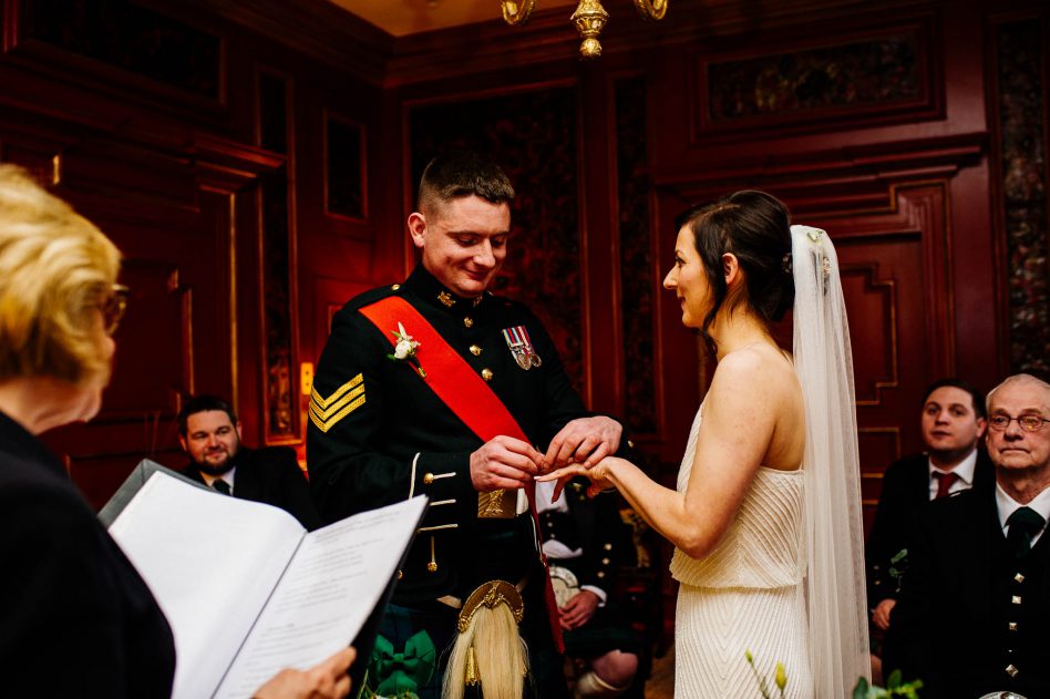 Wedding ceremony at prestonfield house wedding venue in Edinburgh