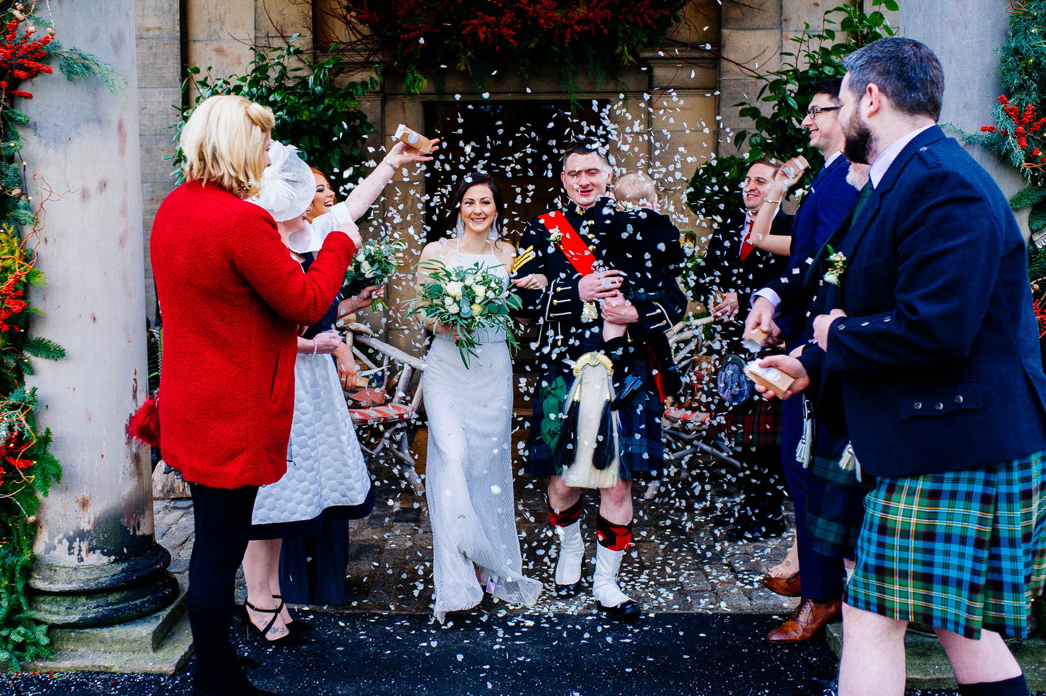 Wedding confetti at Prestonfield House