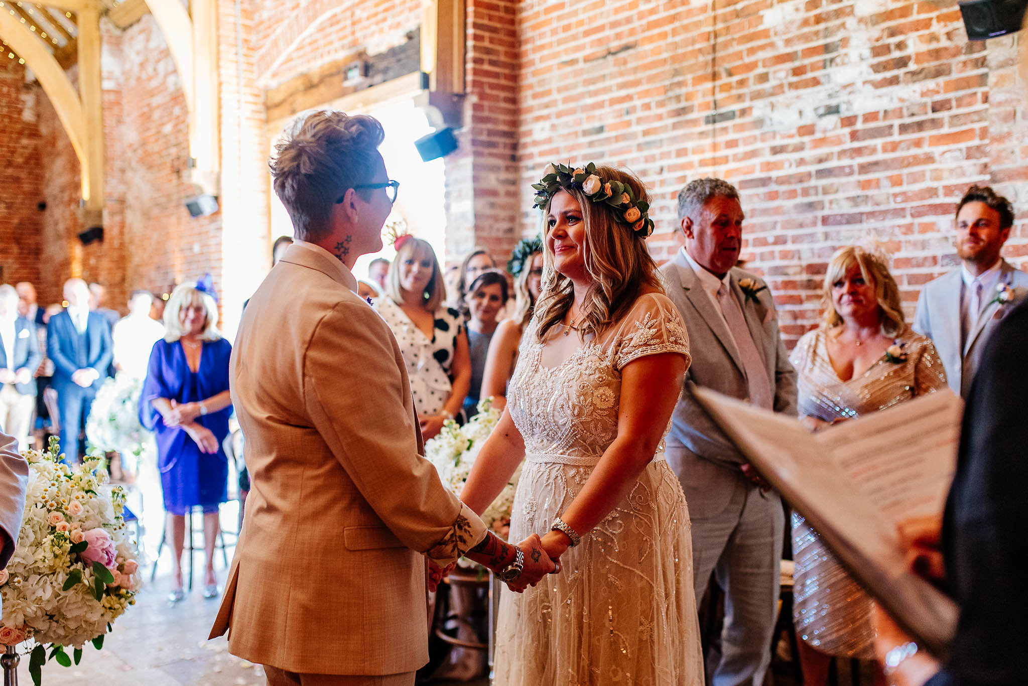 Same sex wedding ceremony at Hazel Gap Barn