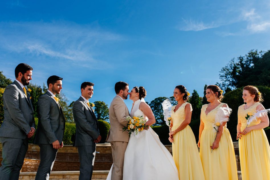 Group photos at a wedding at the Alnwick garden