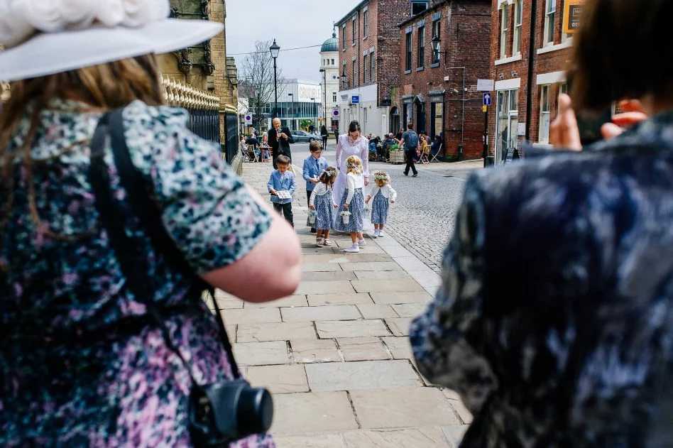 Bride arriving for a wedding in Sheffield