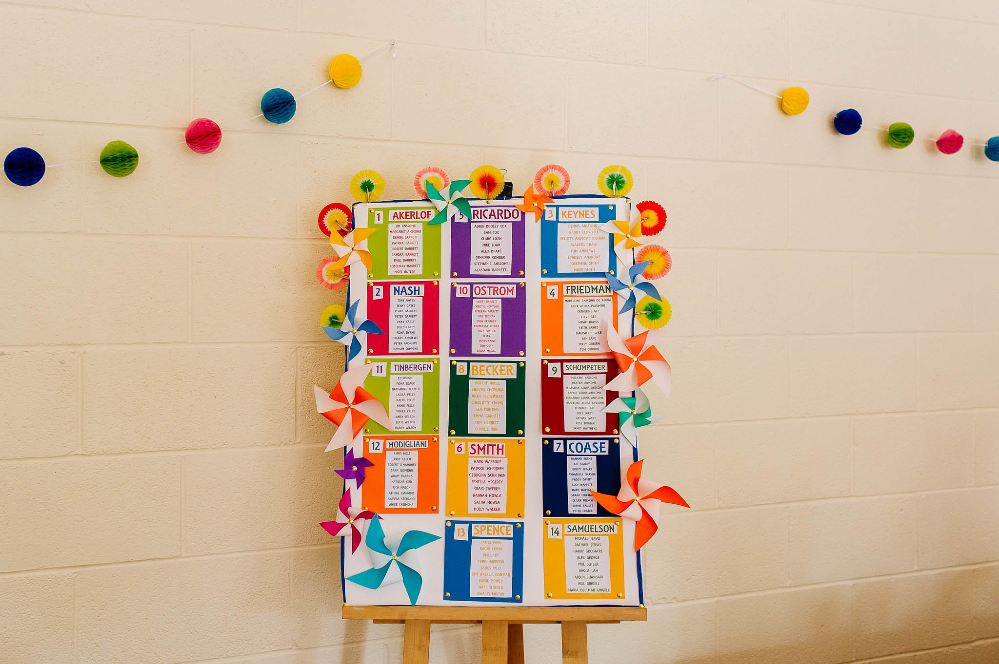 Wedding table plan at Bradfield Village Hall
