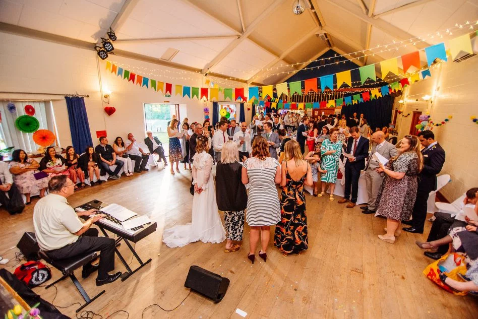 Wedding sing along at Bradfield Village Hall