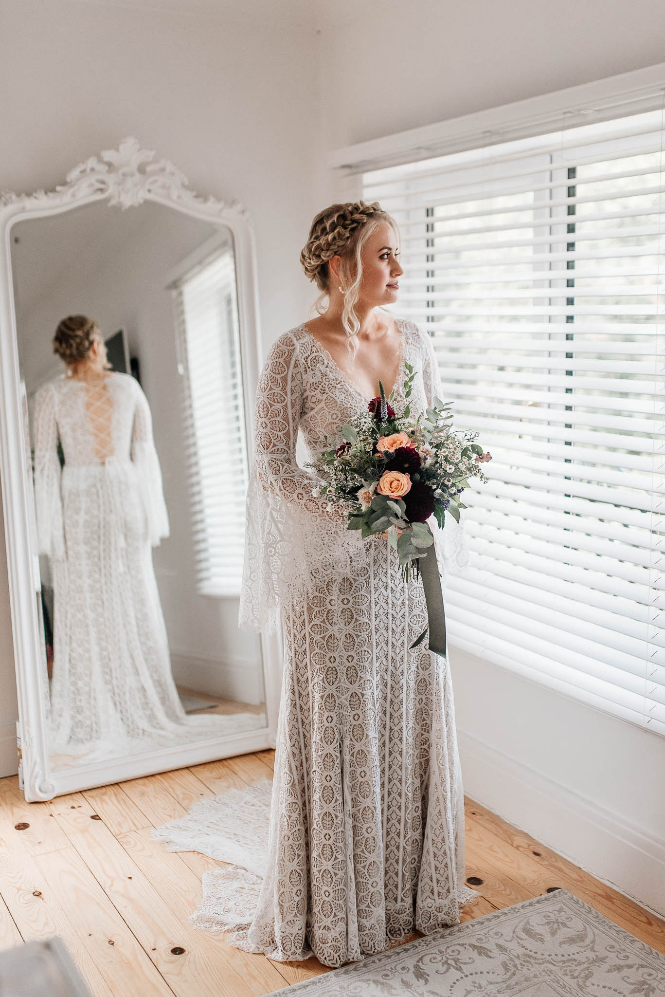 Bride in front of a window