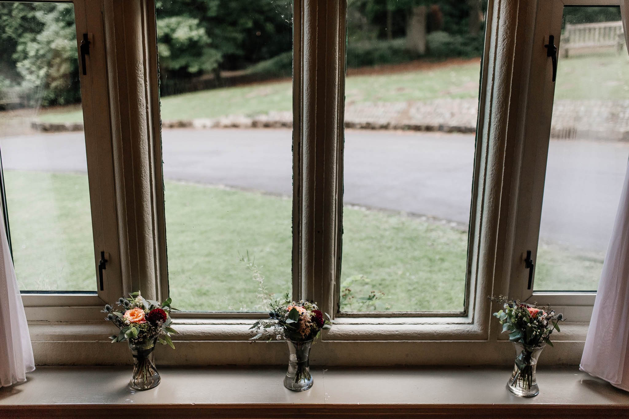 Window flowers at Whirlowbrook hall wedding venue
