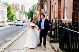York wedding photographer - bride and groom walking