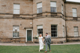 Bride and groom at a wedding at Clifton Park Museum in Rotherham