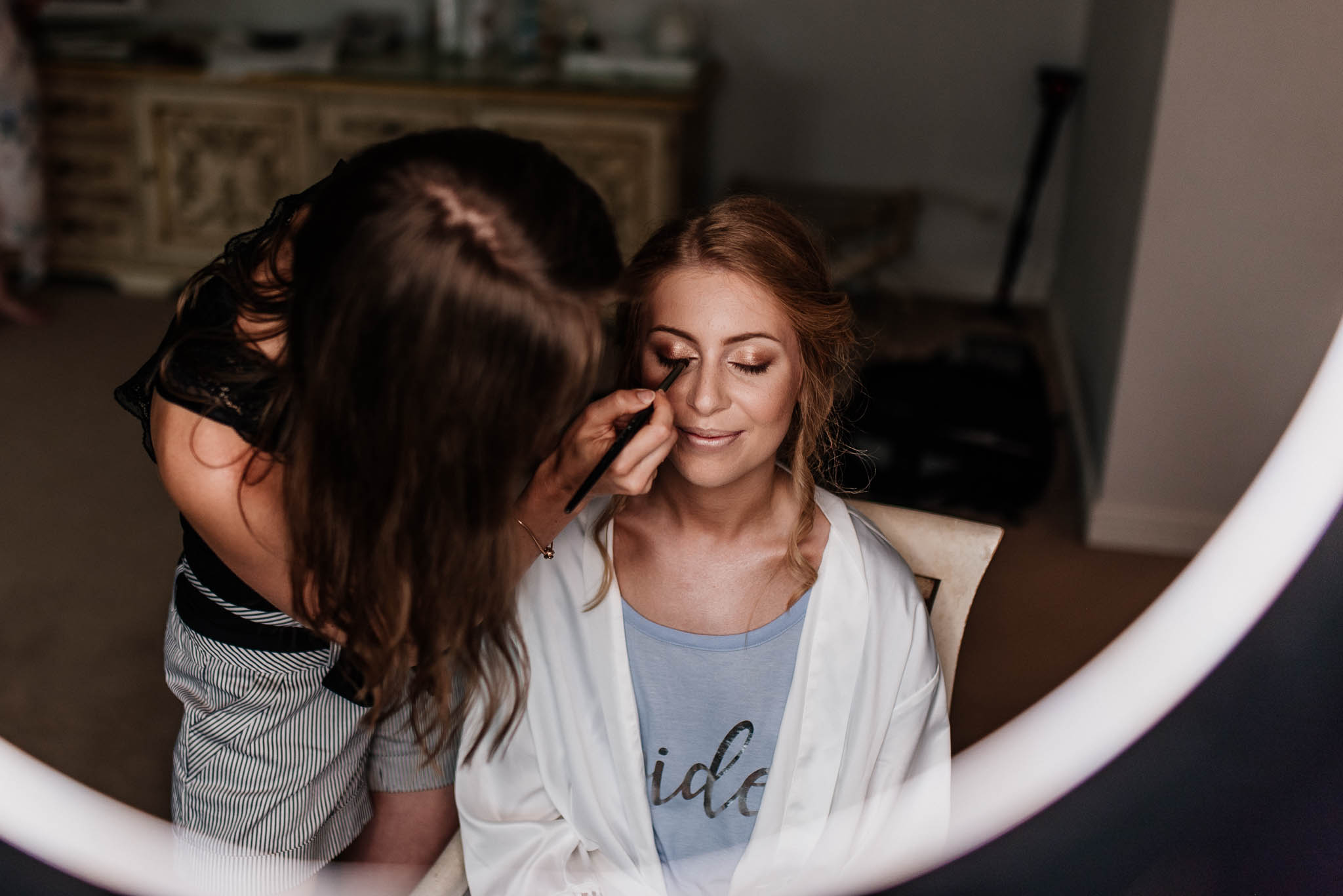 Photo of bride getting ready for her wedding