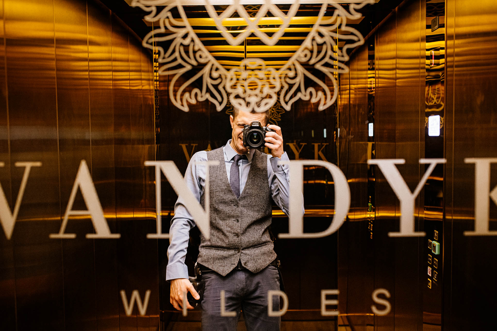 Michal photographing a wedding at Van Dykes