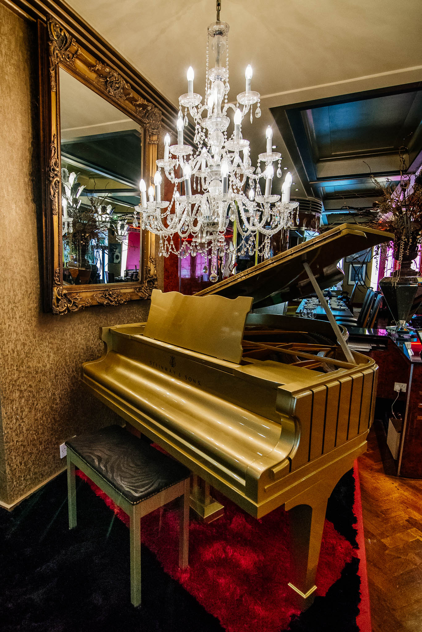 Piano in the bar area at The Earl of Doncaster Hotel