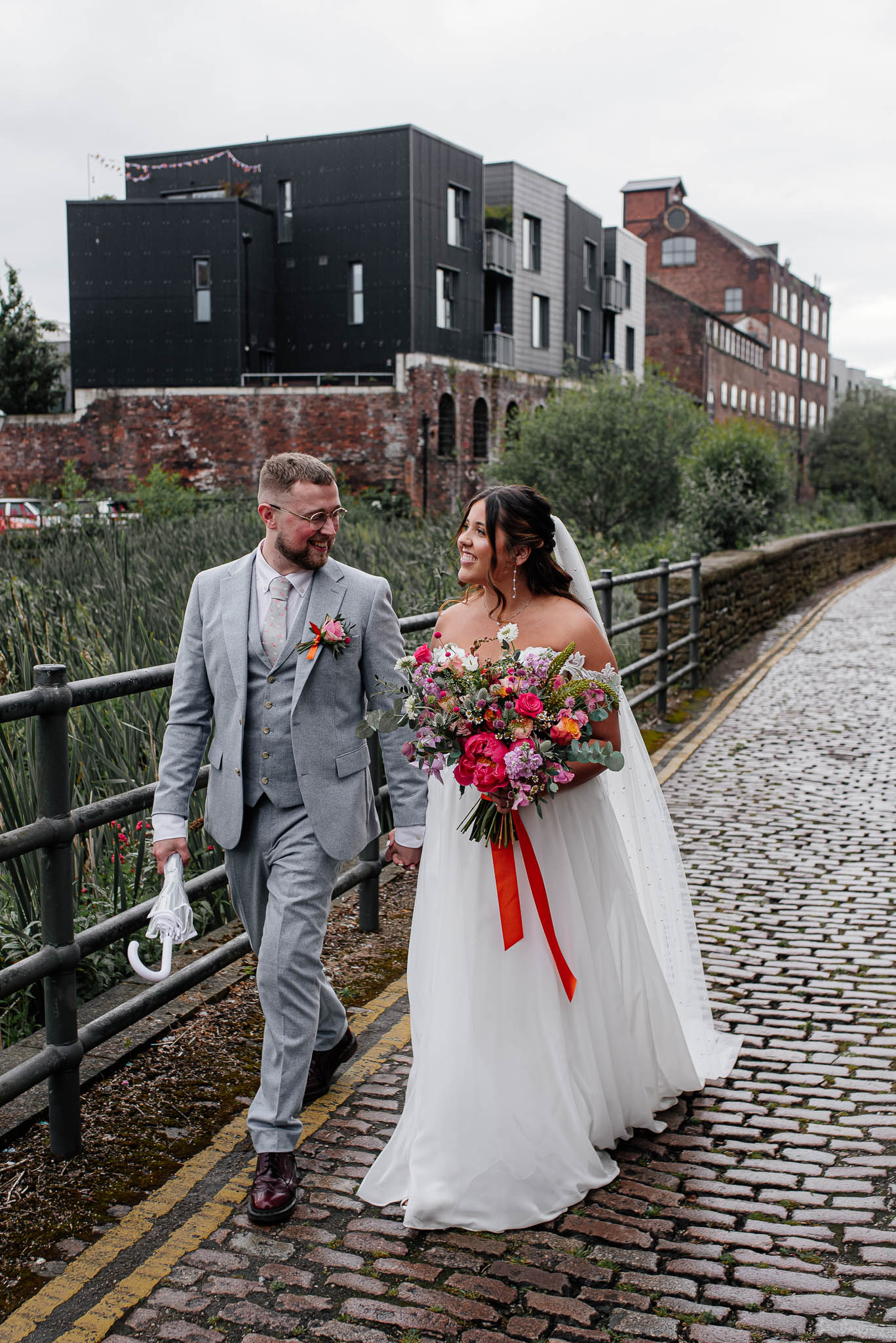 Bride and groom portrait in Kelham Island Sheffield